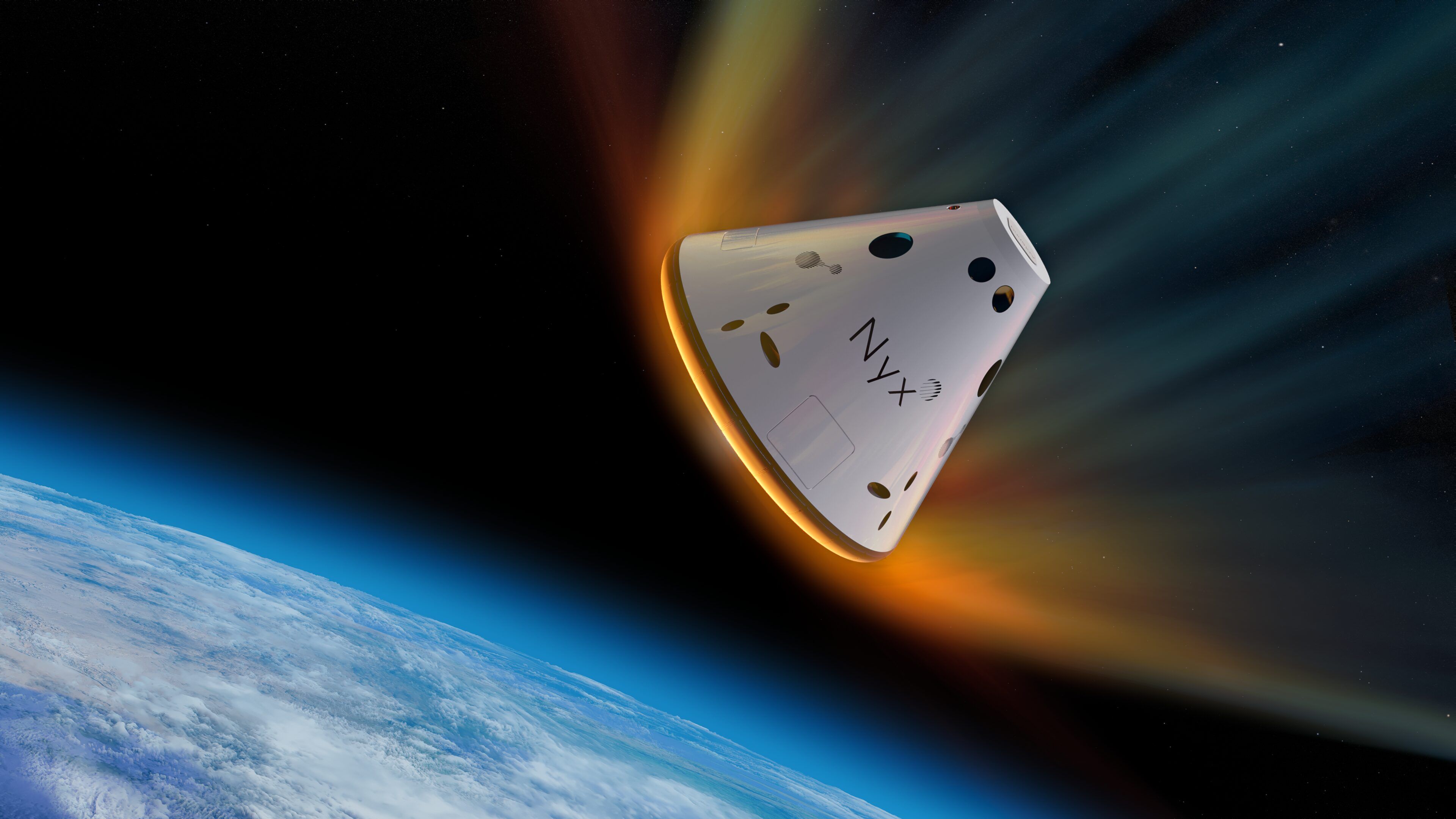 Nyx vehicle in space, orbiting around Earth